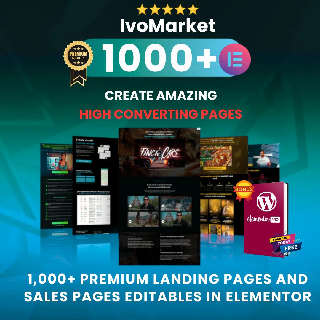 1,000+ PREMIUM LANDING PAGES AND SALES PAGES EDITABLES IN ELEMENTOR