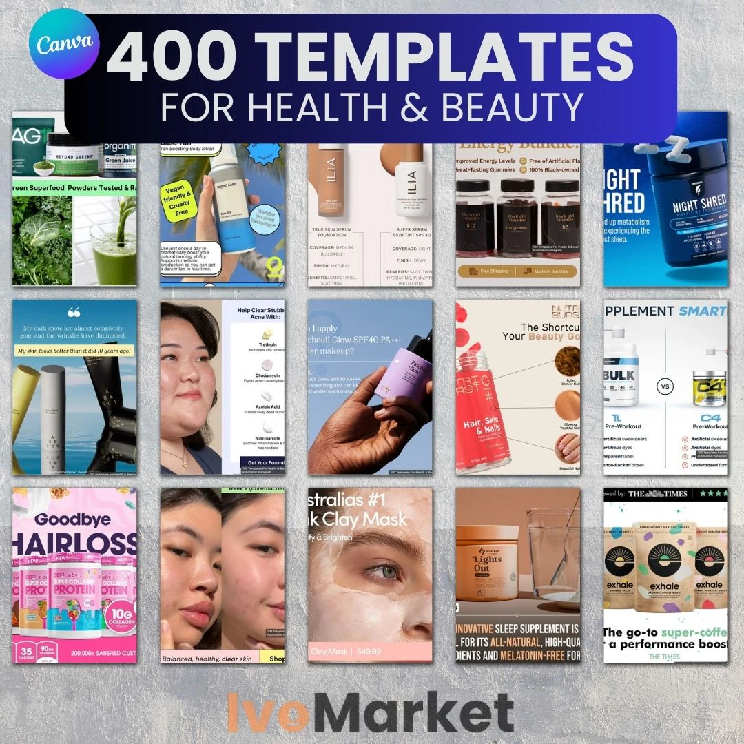 400 Canva Templates for Health & Beauty