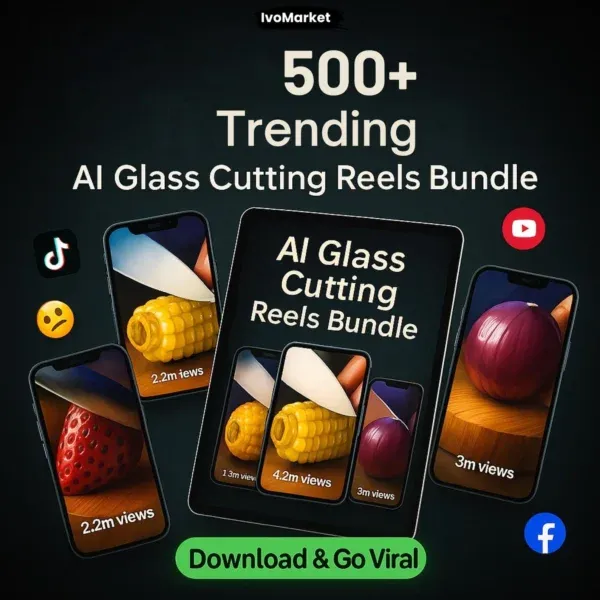 500+ AI Glass Cutting Reels Pack (TikTok/IG/YouTube)