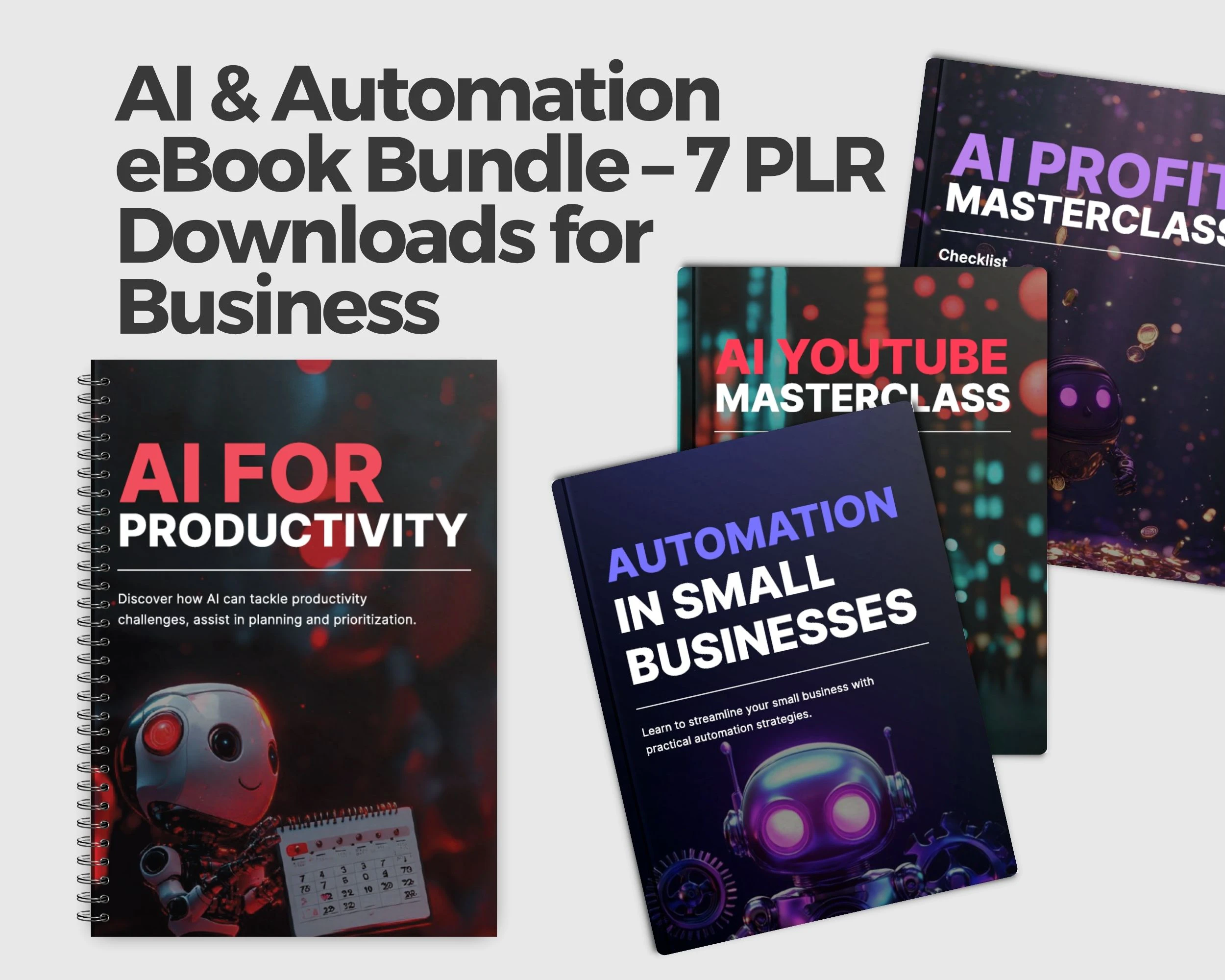 AI & Business Automation PLR eBook Bundle – 7 Digital Downloads | Productivity, ChatGPT Prompts, Sales Funnels