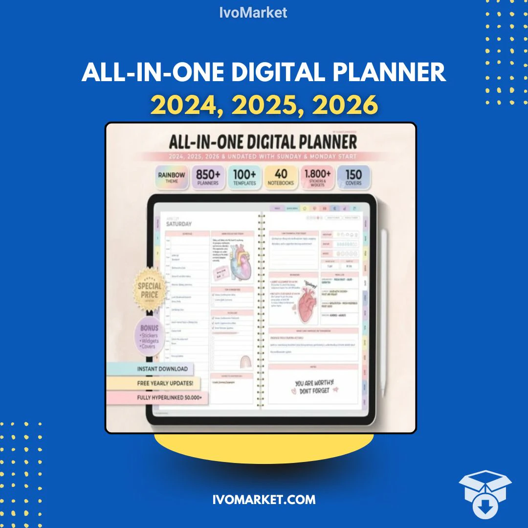 All-in-One Digital Planner 2024, 2025, 2026
