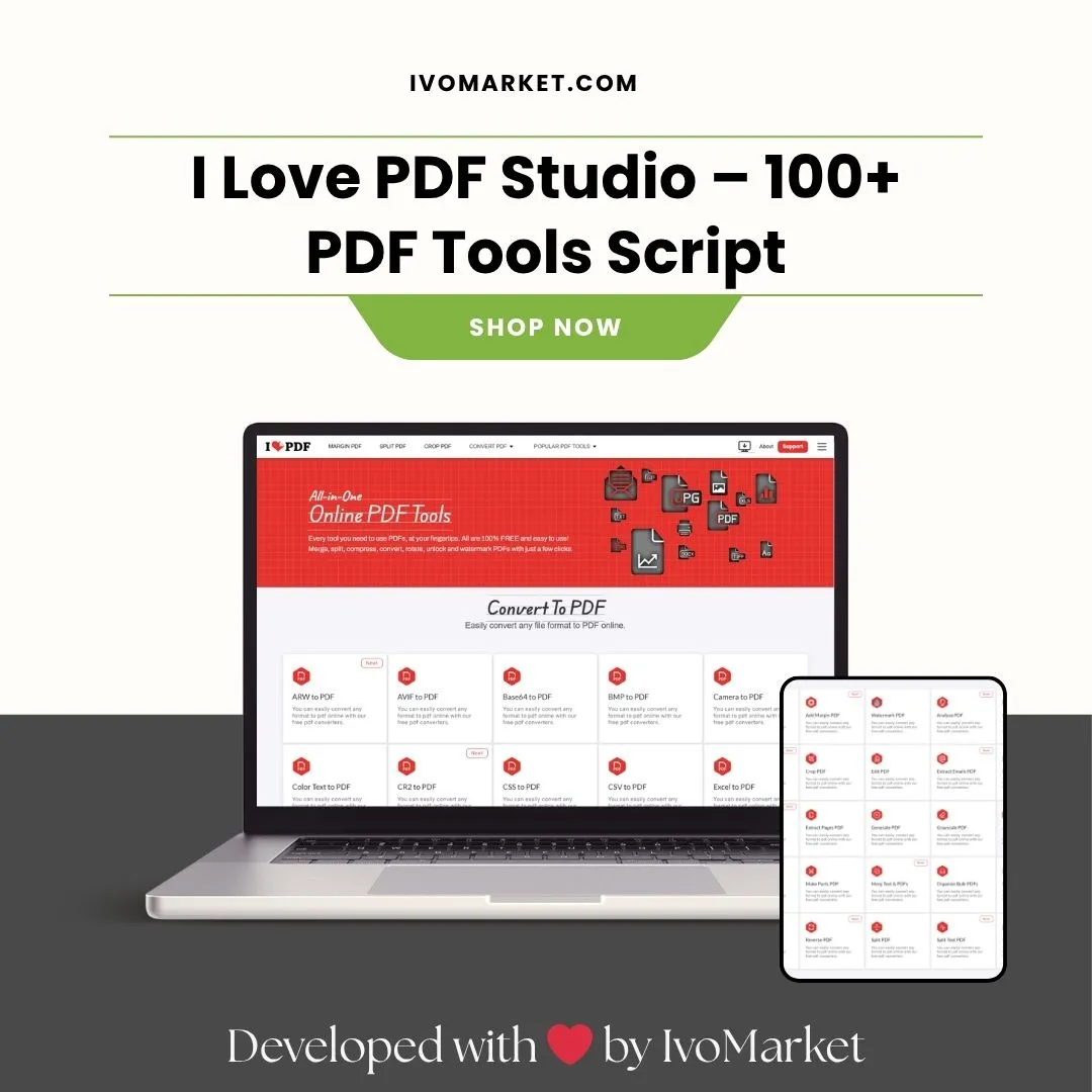 I Love PDF Studio – 100+ PDF Tools Script
