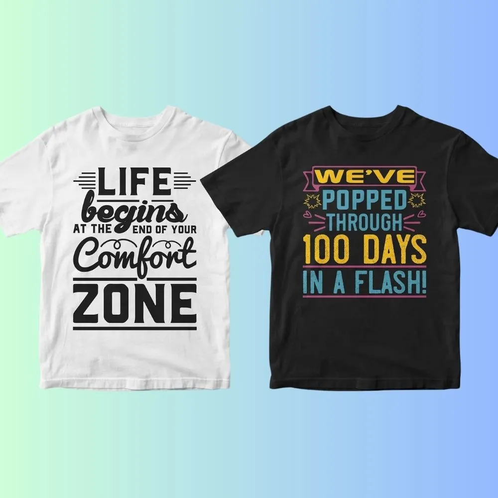 100 Days of School 50 Editable T-shirt Designs