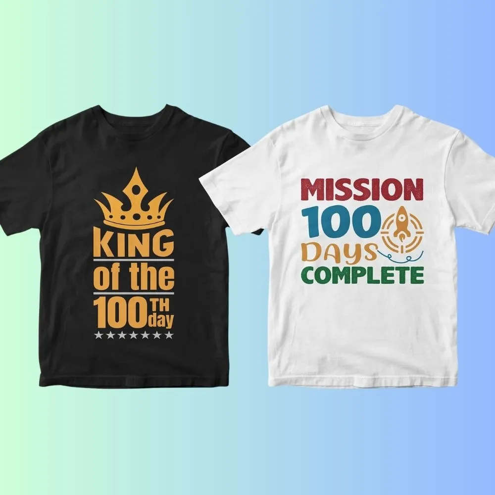 100 Days of School 50 Editable T-shirt Designs