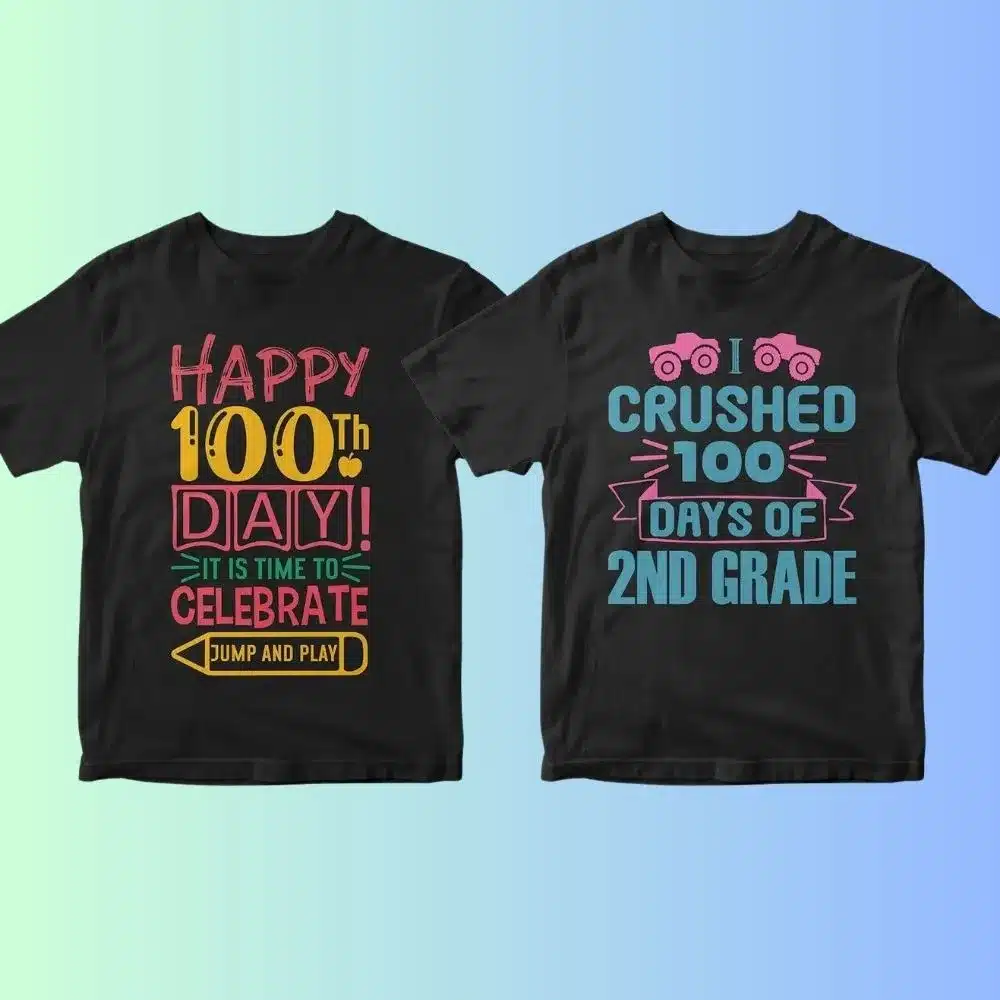 100 Days of School 50 Editable T-shirt Designs