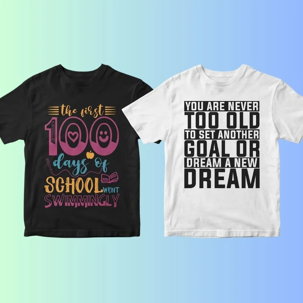 100 Days of School 50 Editable T-shirt Designs