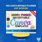 100 CANVA Editable Planner Templates for KDP Interior, Journals, Digital Planner