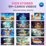 1000 Fully Editable Pages, Interactive Kids Video Stories, ready-to-use Canva Template for Engaging Content
