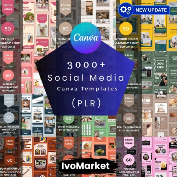 3500+ Social Media Canva Templates PLR | Editable Graphics