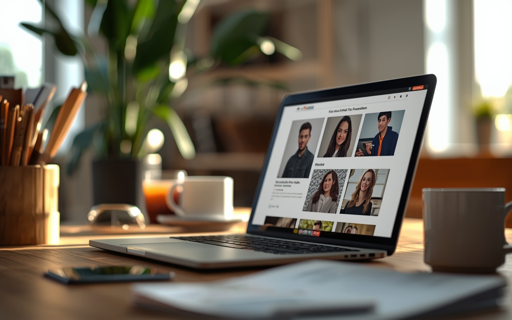 Digital entrepreneur workspace, laptop, and PLR products