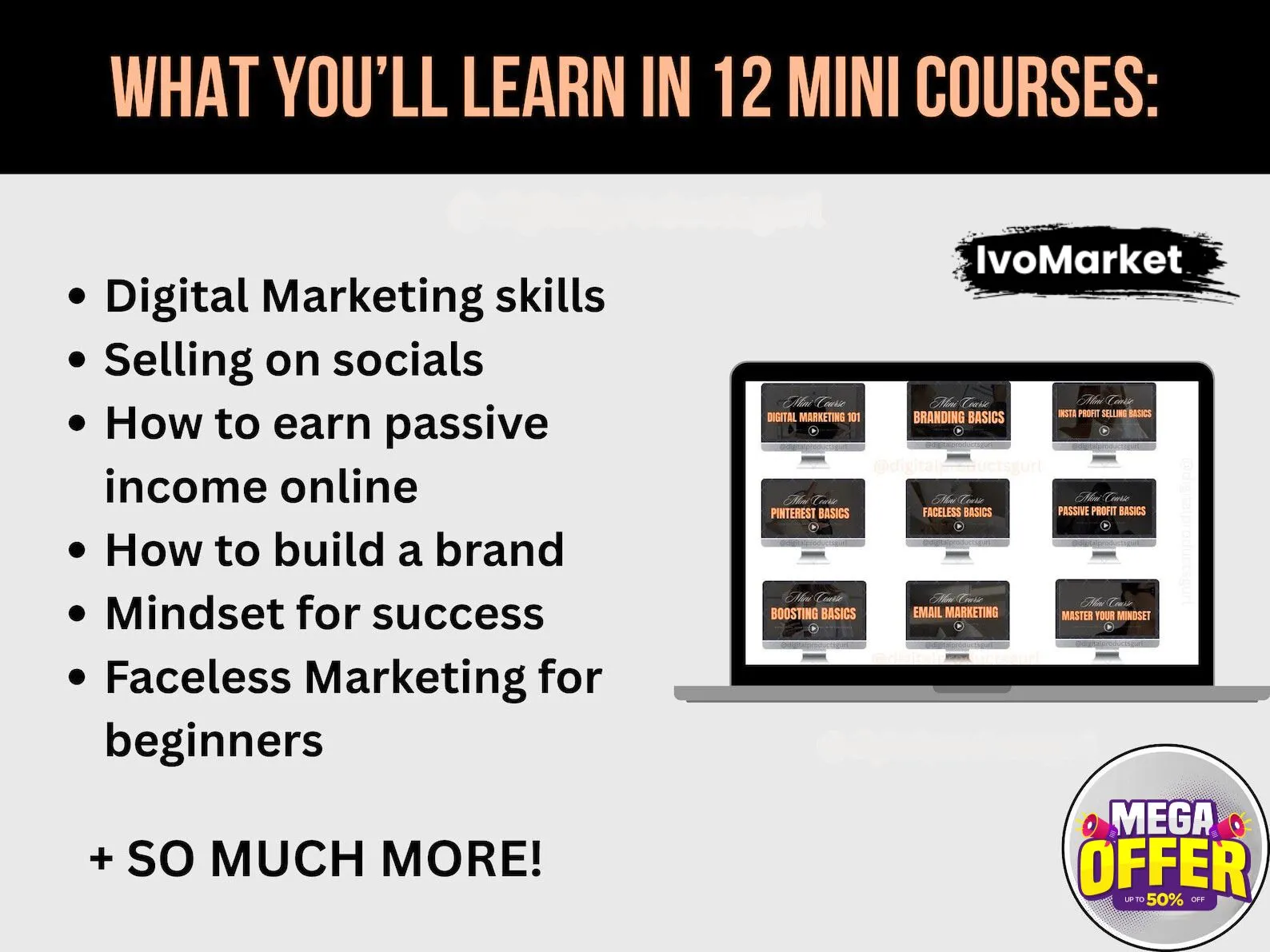 Digital Marketing 12 Mini Courses Bundle PLR & MRR - Image 2